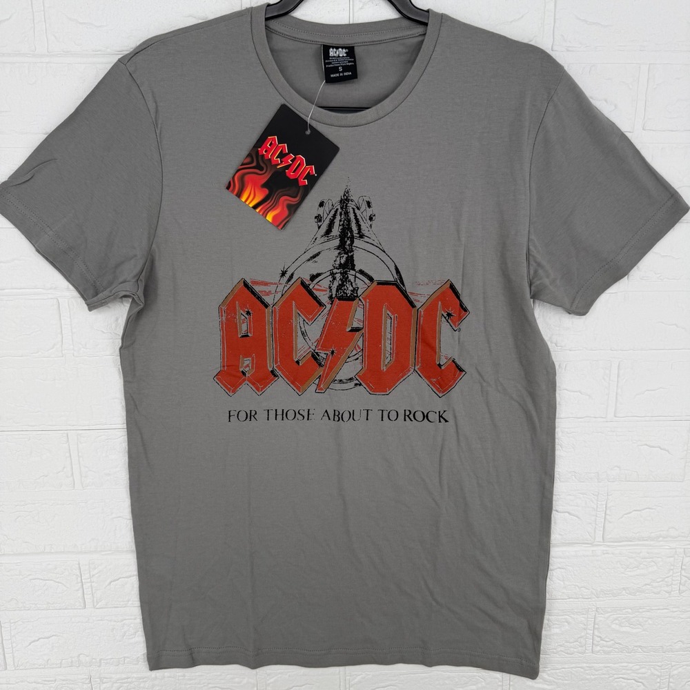 AC/DC Graphic T-Shirt Women S Grey NWT For Those About To Rock Band Tee